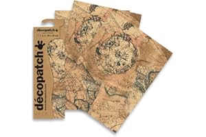 Clairefontaine ES Décopatch C806C - Une pochette de 3 feuilles de papier imprimé 30x40 cm, Carte Steampunk