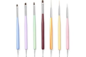 YAOOCIY 7PCS Nail Art Brushes, Nail Design Painting Brush Set with Nail Polish Brush, Nail Liner Brush, Nail Extension Gel Brush, Builder Nail Gel Brush, and Multi-Size Dotting Pens for DIY Nail Art