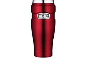 Thermos Stainless King Thermobecher aus Edelstahl rot 0,47l - Coffee to Go Becher, absolut dicht, spülmaschinenfest, 7h heiß & 18h kalt, mit Haken für Teebeutel, BPA-frei