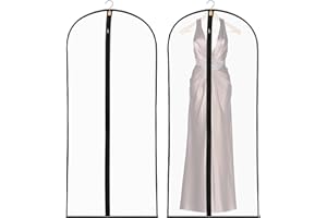 DNTORX 2 Pack Dress Bags Covers long, Transparent Hanging Garment Bags Waterproof Dustproof Clothes Covers for Gowns, Wedding Dress, Trench Coats, Suits (60cm*140cm)
