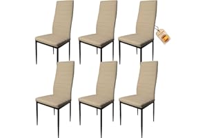 HOME DESIGN & CONFORT Pack de Sillas de Comedor Tapizadas - para Cocina (Beige, 6)