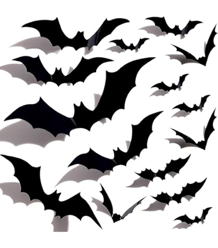 Behogan LED Fledermaus Aufkleber - 24 Stück Violette 3D Wanddekoration Für Halloween