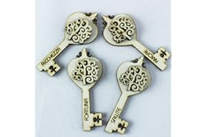 DLM BOMBONIERE DLM25197 Calamita Magnete Legno calamita Chiave Portafortuna Albero della Vita (Kit 12 Pezzi) bomboniera