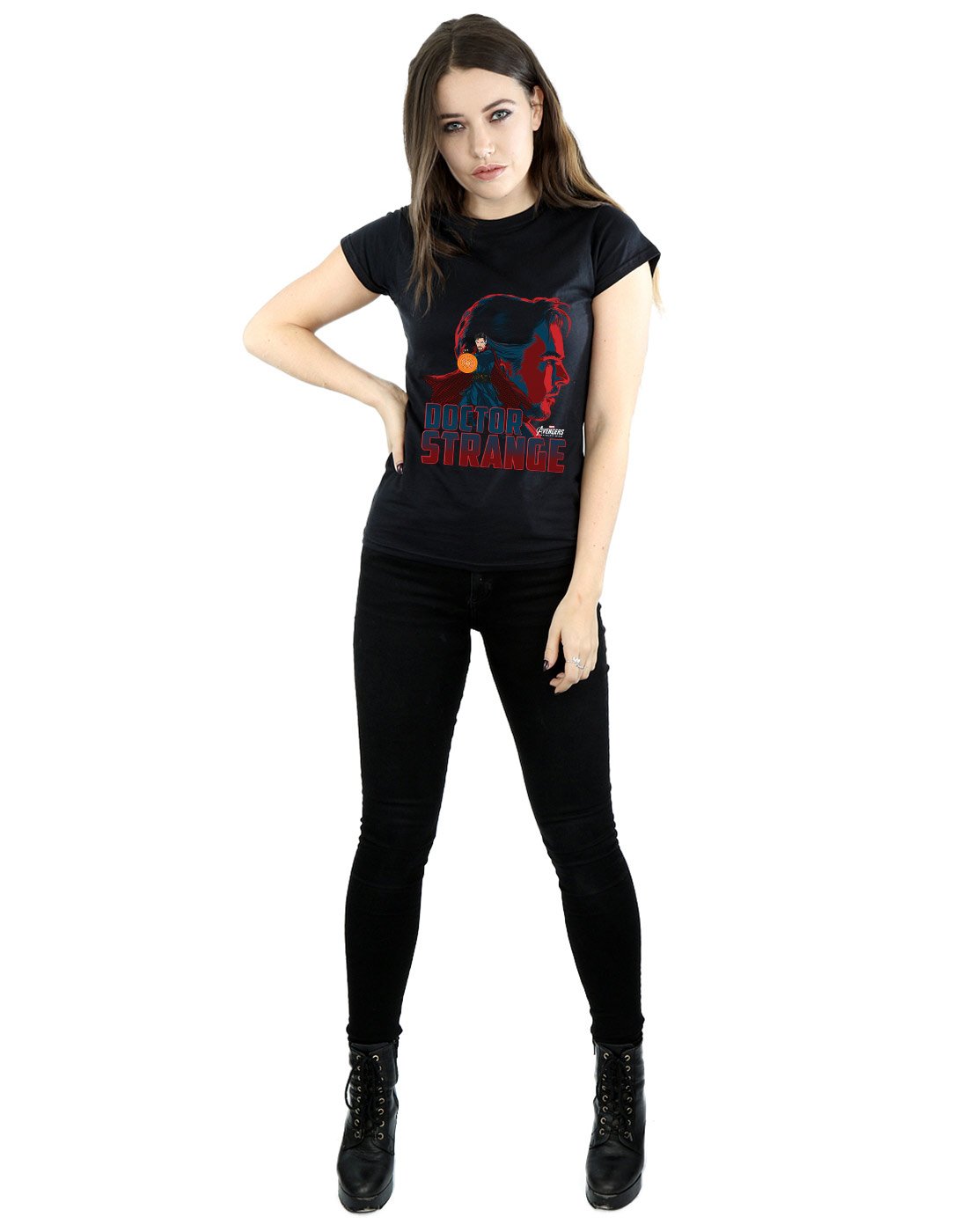 Avengers-Damen-Infinity-War-Doctor-Strange-Character-T-Shirt-Schwarz-Small