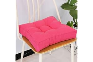 Morbuy Cojines Cuadrados Gruesos, Algodón 100% Transpirable Suave Almohadas Cojín de Piso Decoración Hogar para Comedor,Jardín Cojín de Asiento (40 * 40,Rosa Rosa)