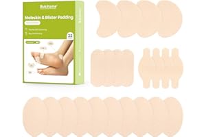 Bukihome Moleskin Adhesive Pads for Feet - Blister Prevention Tape - Moleskin Padding for Blisters, Shoes, Toes, Heel, Reduce Friction Pain - 11 Sheets of 4 Shapes (22 Pieces Total, Beige)