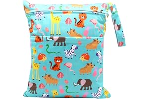 FenFang Bolsa Pañales Bebe, Reutilizable Wetbag, Impermeable Lavable con 2 Cremallera para Mamá de Bebé, Transpirable Organizador de Maquillaje de Colgar, Viajes, Playa, Piscina, Gym