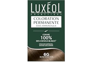 LUXÉOL LUXEOL - Coloration Permanente 6G Blond Foncé Doré - Sans Ammoniaque - Couvre 100% des Cheveux Blancs(1) - Longue Durée(2) - Couleur Lumineuse Éclatante Intense - Testée & Approuvée - 60ml, 60ml, 12ml