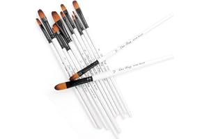 STARVAST Paint Brushes, 12pcs Artist Paint Brush Set Filbert Paint Brushes for Acrylic Oil Watercolor Painting-White