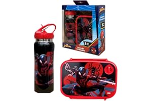 CARTOON Spiderman Marvel 2-teiliges Lunch-Set aus Aluminium und Brotdose mit faltbarem Ausgießer und Brotdose