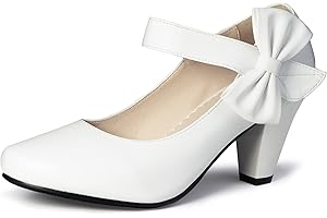 elerhythm Mary Jane Chaussures à talons vintage pour femme avec nœud Gatsby des années 1950 et bride de cheville victorienne en faux daim