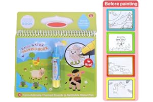 GAROSA Gloglow Water Drawing Book Przenośna Magic Water Coloring Book Z Magic Feather Water Drawing Book Dla Małych Dzieci Zabawka Dla Dzieci (Farma)