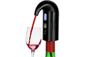 JOQINEER Verseur d'aérateur de vin électrique, carafe à vin portable à une touche et pompe distributrice de vin pour vin rouge et blanc Distributeur de vin automatique de type C rechargeable