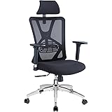 Ticova Sedia da Ufficio Ergonomica - Sedia da Scrivania con Schienale Alto con Supporto Lombare Regolabile, Poggiatesta e Bra