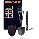 Fiskars katlanır k&uuml;rek, kamp&ccedil;ılar ve dağcılar i&ccedil;in, k&uuml;rek ve &ccedil;apa olarak da kullanılabilir, kanvas &ccedil;antalı, uzunluk (a&ccedil;ık hal