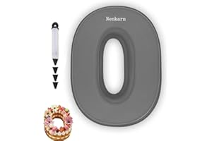 Nenkarn Number 0 Cake Tin, Silicone Number Cake Moulds with Decorating Pen, 10 Inch Number Cake Tins for Baking, Birthday and Anniversary, BPA Free, Non-Stick