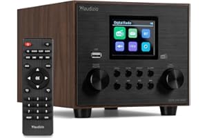 Audizio Vieste DAB Radio Digitale con Bluetooth, Subwoofer Integrato, DAB+, Radio FM, Riproduzione MP3 USB, Display TFT a colori, Sveglia e Sleep Timer, Finitura Legno, Altoparlante 60W, Telecomando