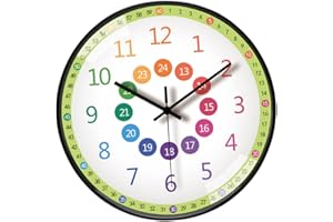 KIPIDA Kinder Wanduhr Leise Ohne Ticken 30CM Uhr Kinderzimmer Digital Batteriebetrieben Lernuhr Modern Bunte Kinderwanduhr, Wand Uhr Lernen Uhren fürs Kinderzimmer Wohnzimmer Schlafzimmer Küche