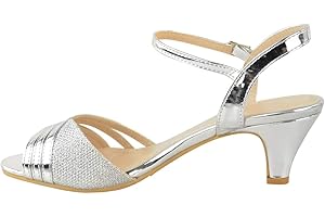 Fashion Thirsty Womens Ladies Low Heel Bridal Wedding Shoes Prom Evening Party Occasion Heeled Open Toe Strappy Bridesmaid Dress Wide Fit Sandals Size