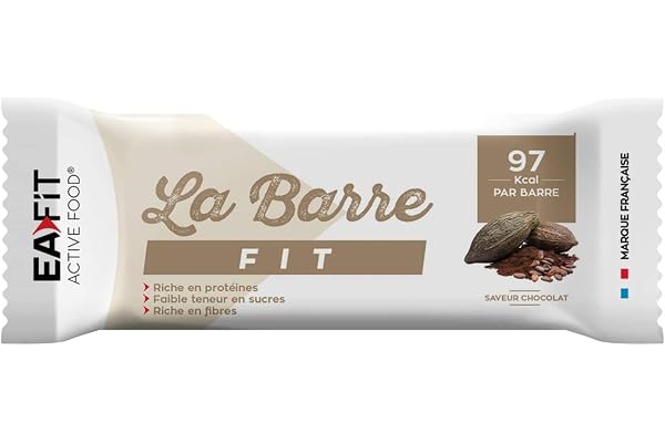 EAFIT LA BARRE FIT - Chocolat - 28 g - 33% de protéines - 98 Kcal par barre -Riche en protéines - Faible teneur en sucres - Riche en fibres