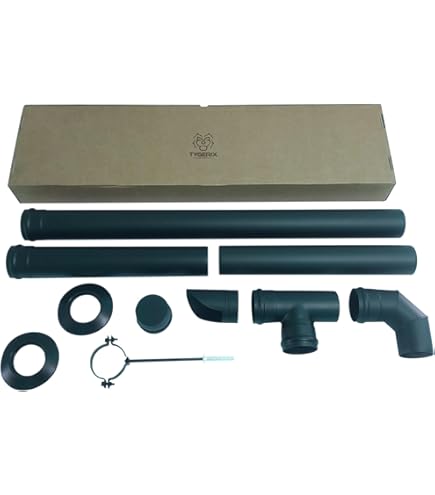 Kit Tubi Per Stufa A Pellet Diametro 80 Mm - Acciaio Smaltato Nero, Con Raccordi - Foto 12