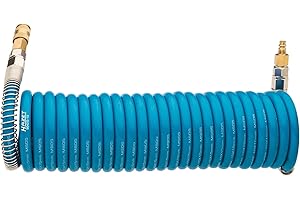 HAZET Druckluft-Spiralschlauch 9040S-10 I hochflexibler Polyreuthan Schlauch mit 7,62 m Länge, 10 mm Innendurchmesser und 10 bar Arbeitsdruck - zum Anschluss von Pneumatik-Werkzeug