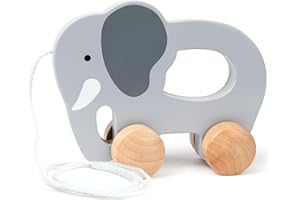 Hape Arrastre Elefante | Juguete de Empuje y Arrastre de Madera | Desarrolla Habilidades de Gateo y Caminar | A Partir de 12 Meses