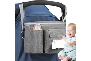 GVEYIQK Organisateur de Poussette, Universel Sac Poussette Organisateur, Sac de Rangement pour Landau Poussette, Grande Capacité Organisateur de Diaper Rangement Sac