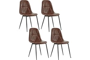 ‎LESTARAIN Lestarain Esszimmerstühle 4er Set mit Rückenlehne, für Esszimmer Küche Wohnzimmer, Küchenstühle gepolstert mit Kunstlederbezug, aus Metall, ergonomisches Design, Braun