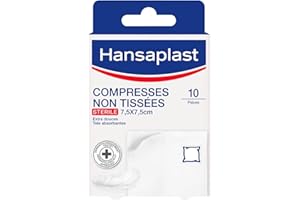 HANSAPLAST - Compresses Stériles Non- Tissées 7,5 x 7,5 cm - Extra-Douces & Très Absorbantes - Pour Les Petites Blessures Superficielles - Gaze Médicale - 5 x 2 Compresses