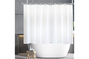 ‎YISURE YISURE Duschvorhang Kunststoff kurz 150cm Höhe, Weiß kürzerer Duschvorhang Plastik mit Magnet Saum, Breite 180 x Höhe 150cm