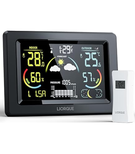 Stazione Meteo Intelligente Con Orologio - Display LCD Colori, Temperatura, Umidità, USB, Retroilluminazione