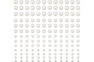 GLAITC 990 Stück selbstklebende Perlen-Aufkleber, weiß flache Rückseite, Perlen Aufkleber für Gesicht, Schönheit, Make-up, Nagelkunst, Handy, Basteln, Heimdekoration, Scrapbooking, Verzierungen, 3/4/5/6 mm