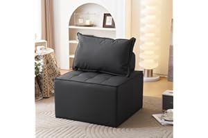 XQIDA DURABLE Modulare componibile Set di mobili per soggiorno con divano a forma di U a forma di L Divano moderno da terra senza braccioli per soggiorno camera da letto,appartamento/Divano pigro 1 PCS/Black