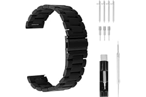 Cobee Replacement Metal Watch Straps, Quick Release Watchbands with Stainless Steel Buckle 20mm/22mm Lug Width Wristbands for Men Women(1 Spring Bar+4 Springs, 1 Watch Adjuster+3 Replacement Needles)