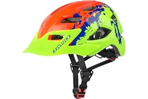 Casco Bici Bambino, Exclusky Casco Bici Bambina Casco MTB Enduro con Visiera per BMX Skateboard Scooter Monopattino Roller Ciclismo 50-57cm (5-13 Anni)