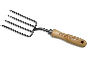 STILTREU Krumpholz Blumengabel mit 4 runden Zinken und Eschengriff (14 cm)