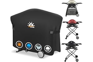 Zettum Fundas para barbacoas Exterior de Weber Q2000/3000 Serie, 7112 Fundas para barbacoas, Cubierta BBQ de Parrilla 600D Oxford Protector Impermeable e Resistente (144 L x 57 W x 99 H CM)