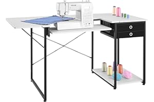 ‎VEVOR VEVOR Nähtisch Nähmaschinentisch mit klappbarer Tischplatte & Verstellbarer Ablage & Stahlbeinen & Schublade, Mehrzwecktisch Computertisch für Zuhause Modestudio Kunststudio Bildungseinrichtung