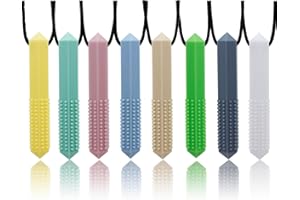 GNAWRISHING Chew Necklaces for Sensory Kids 8 Pcs Diamond Shape Sensory Chewy Toys for Autism Girl and Boy, ADHD Toddler, Adult