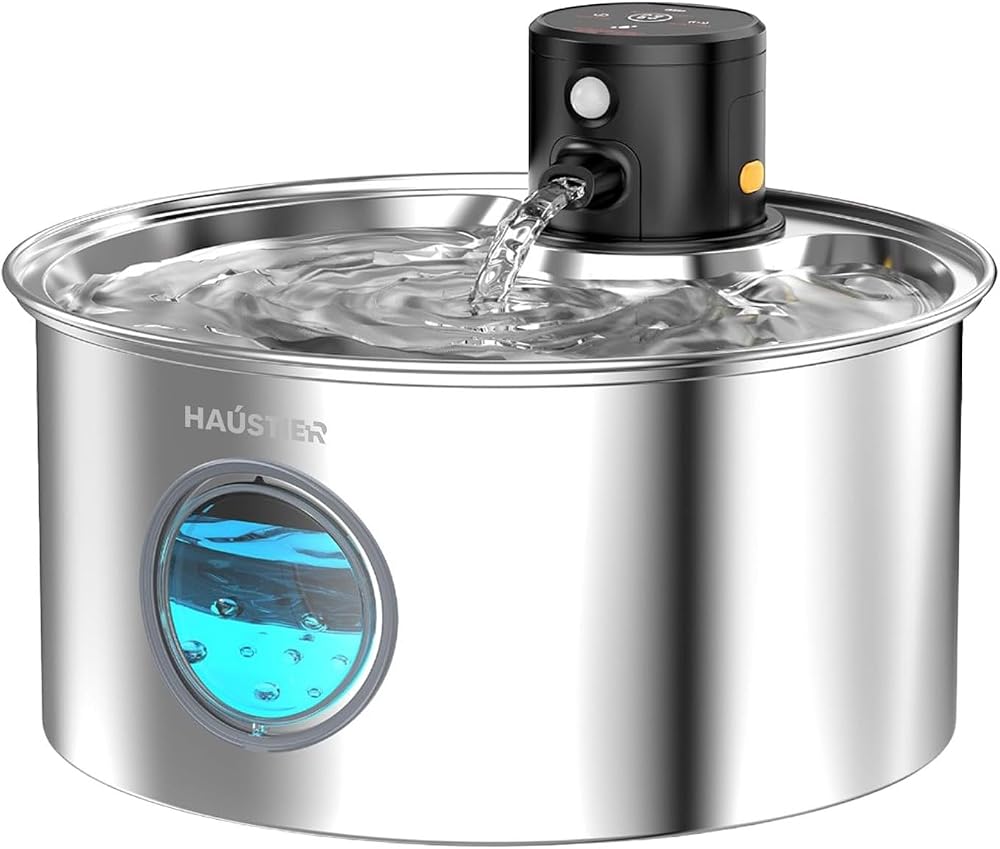 Haustier W2 Otomatik Kedi Su Sebili, Su Pınarı, Radar Sensörlü, Şarj Edilebilir, 4000mAh Bataryalı, Kablosuz Kullanım, 3.2L Paslanmaz Çelik Metal Tasarım