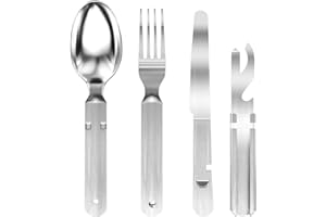 Ghazpmuk 4 Stück Campingbesteck Set, Edelstahl Reisebesteck für Outdoor, Picknick, Reisen, Spülmaschinenfest