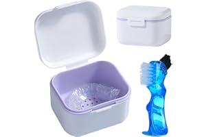 GmeDhc Boîte de Dentier avec Passoire, Boîtes pour Prothèses Dentaires avec Brosse à Dents, Boîte de Retenue Orthodontique, pour Stockage et Trempage Des Protège-dents