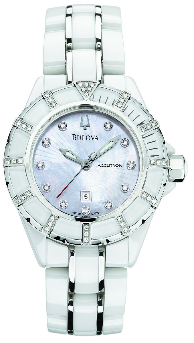 Bulova Blanco cerámica Ladies 50 Diamante Automático Reloj de Pulsera - DE  RELOJES