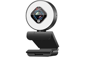 ANGETUBE Streaming Webcam con Anillo de Luz de Brillo Ajustable, Cámara Web HD 1080P Micrófono Dual Incorporado y Cámara Web USB Pro con Enfoque Automático para PC Mac Windows Laptop Twitch Xbox One Skype