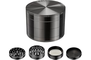 Golden Bell Grinder Crusher 4-teiliges Set Mühle mit Scraper Pollen Spice Kräuter Gewürze Herb Krautmühle als Geschenk für Vater Freund Mann (Nickel-Schwarz, 2 x 1,4 Inch)