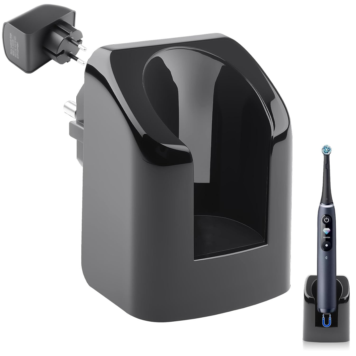 Draadloze oplader tandenborstel voor Oral B IO7 8 9 magnetische EU-stekker | Oplaadstation, stopcontact, compatibel met Oral B-serie 7, 8, 9, IPX6, waterdicht, wandlader, elektrische tandenborstel