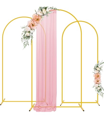 Arco Decorativo Matrimonio - Supporto Metallo Dorato Per Palloncini E Fiori - Altezza 150 Cm - Foto 5