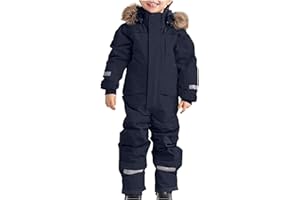 Schneeanzug Kinder Unisex Skianzug Verdickt Warm Skioverall Winter Warme Skianzüge mit Kapuze Schneeoverall Wasserdicht Winddicht Winteranzug Outdoor Thermo Schneeanzüge Mädchen Einteiliges