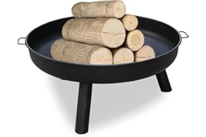 Fiqops Feuerschale Φ82,5cm, Feuerstelle Eisenschale, Metallschale mit Griffen und abnehmbaren Beinen, Hochwertig Gartenfeuer Pflanzschale Feuerkorb für Garten, Sommer Party, Gemütliche Feuer, Stahl